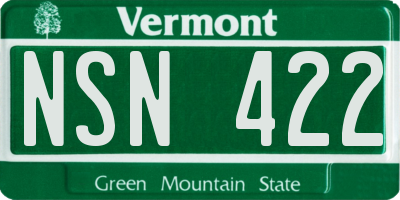 VT license plate NSN422