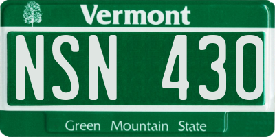 VT license plate NSN430
