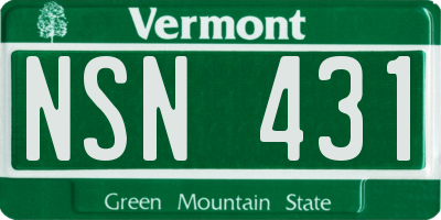 VT license plate NSN431