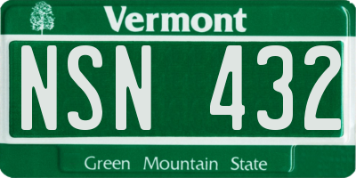 VT license plate NSN432