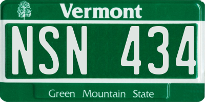 VT license plate NSN434