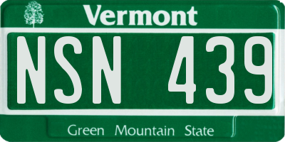 VT license plate NSN439
