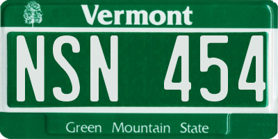 VT license plate NSN454