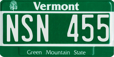 VT license plate NSN455
