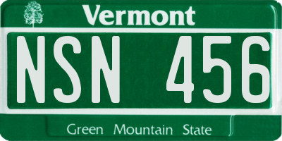 VT license plate NSN456