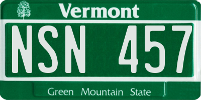 VT license plate NSN457