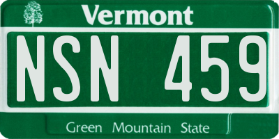 VT license plate NSN459