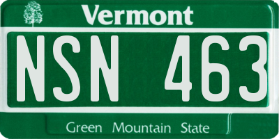 VT license plate NSN463