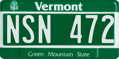 VT license plate NSN472