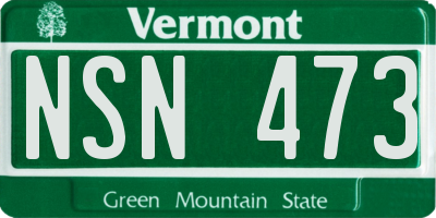 VT license plate NSN473