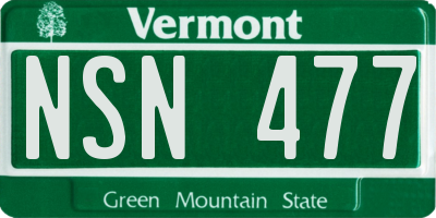 VT license plate NSN477
