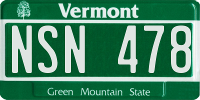 VT license plate NSN478