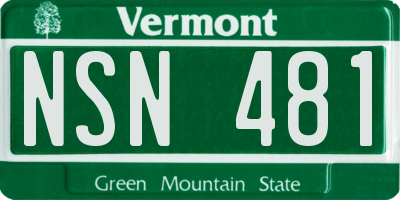 VT license plate NSN481