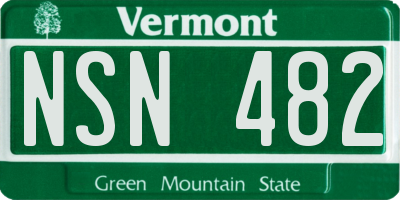 VT license plate NSN482