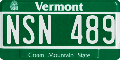 VT license plate NSN489