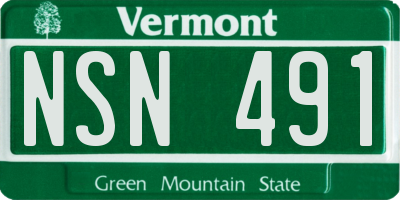VT license plate NSN491