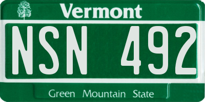 VT license plate NSN492
