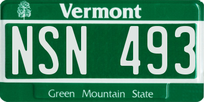 VT license plate NSN493