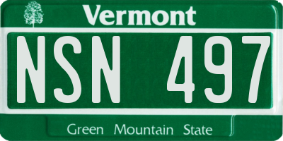 VT license plate NSN497