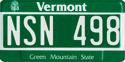 VT license plate NSN498