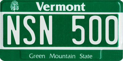 VT license plate NSN500