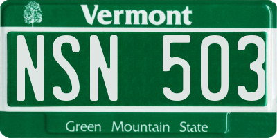 VT license plate NSN503