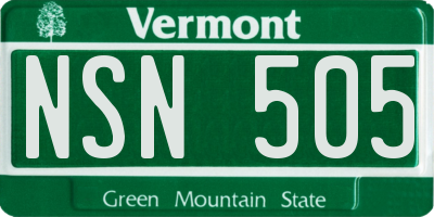 VT license plate NSN505