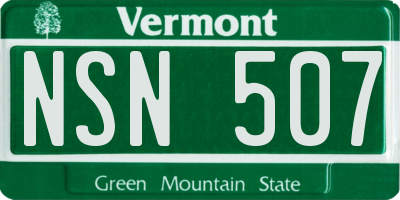 VT license plate NSN507