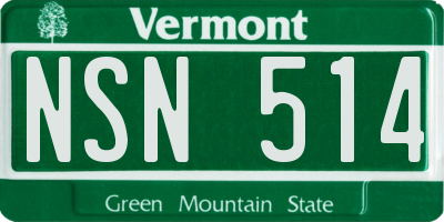 VT license plate NSN514