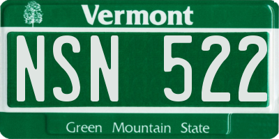 VT license plate NSN522