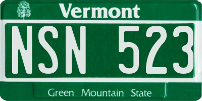 VT license plate NSN523