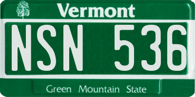 VT license plate NSN536