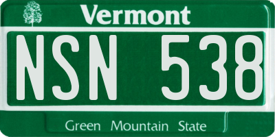 VT license plate NSN538