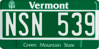 VT license plate NSN539
