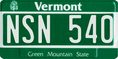 VT license plate NSN540