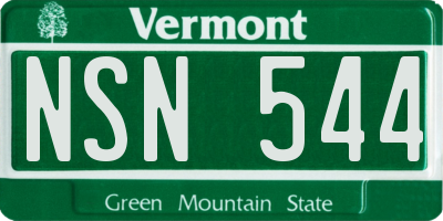 VT license plate NSN544