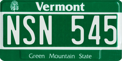 VT license plate NSN545