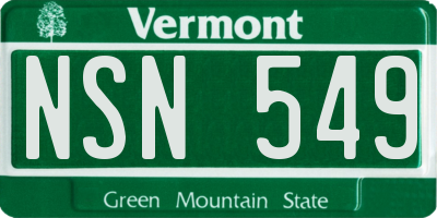 VT license plate NSN549