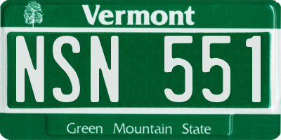 VT license plate NSN551