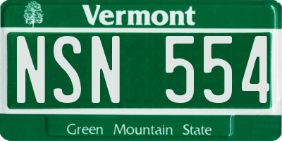 VT license plate NSN554