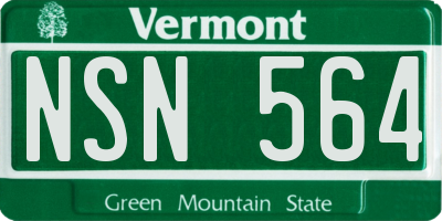 VT license plate NSN564