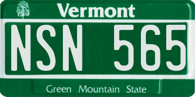 VT license plate NSN565