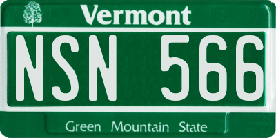 VT license plate NSN566