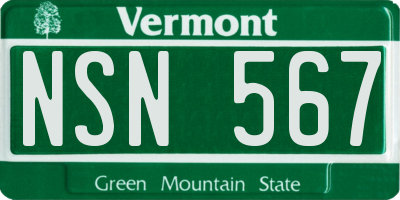 VT license plate NSN567
