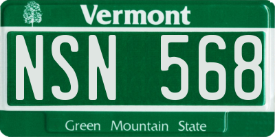 VT license plate NSN568