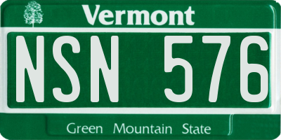 VT license plate NSN576