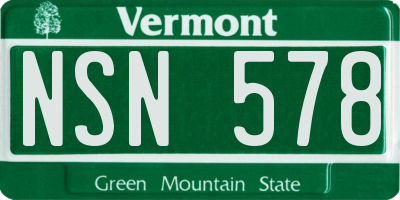 VT license plate NSN578
