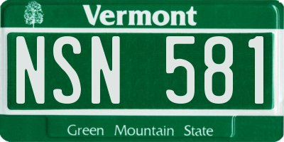 VT license plate NSN581