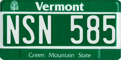 VT license plate NSN585