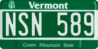 VT license plate NSN589